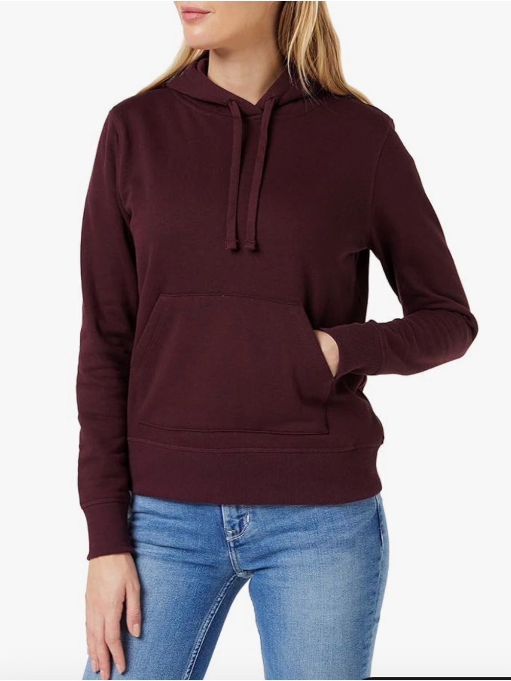 Amazon Essentials maroon fleece hoodie. Size M.
